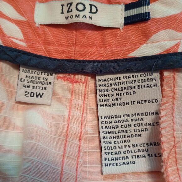 IZOD Women's Coral Pink Floral Capris. Sz. 20 Front Back Pockets. Plussize - Picture 7 of 7